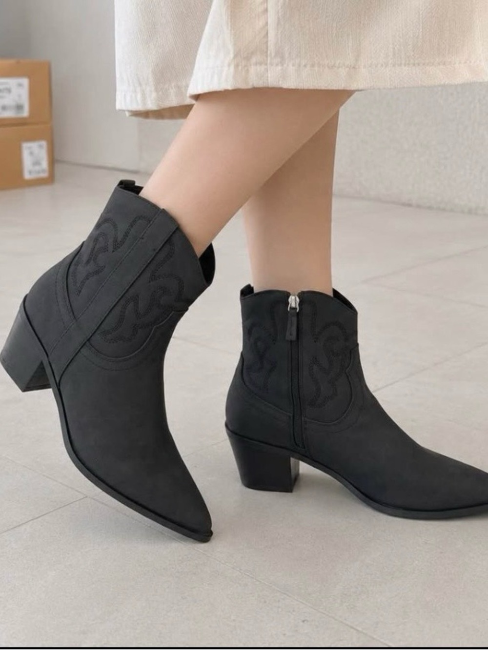 Classic Women's Black Ankle Western Boots